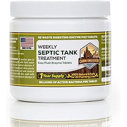 52 Weekly Septic Tank Treatment Fizz Tablets – Easy Flush Bio Toilet Tabs with Billions of Active Bacteria per Tablet – 1 Year Supply - 100% Natural & Safe for All Plumbing & Drain Lines
