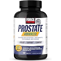 Force Factor Prostate Advanced, Health Supplement for Men for Reducing Nighttime Bathroom Trips, Bladder & Urinary Relief, with Saw Palmetto, Beta-Sitosterol, 180 Tablets 1-Pack