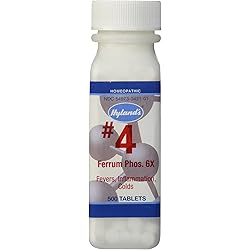 Hyland's Decongestant and Sinus Relief, Inflammation Supplement, Natural Relief of Cold and Fever Symptoms, Hyland's #4 Cell Salt Ferrum Phos 6X Tablets, 500 Count