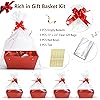 Aoibrloy 5 Pack Red Basket for Gifts Empty, Sturdy Empty Gift Basket With Handles, Bags and Bows for Valentine's Day, Wedding, Birthday Party Halloween and Gift Wrapping Red