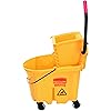 Rubbermaid Commercial Products, WaveBrake - Commercial Industrial Mop Bucket with Side-Press Wringer Combo on Wheels, 35 Quart, Yellow