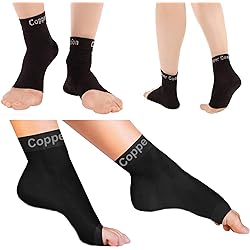 Copper Compression Recovery Foot Sleeves Plantar Fasciitis Support Socks - Speed Up Recovery & Provide Relief Of Heel Spurs, Arch Pain, Foot Swelling & Ankle Injuries 1 Pair SmallMedium