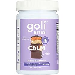 Goli Nutrition Calm Ashwagandha Bites Chocolate Acai Berry Flavor, Caffeinated, Vegetarian, Gluten Free and No Added Preservatives, 30 Pieces Pack of 1