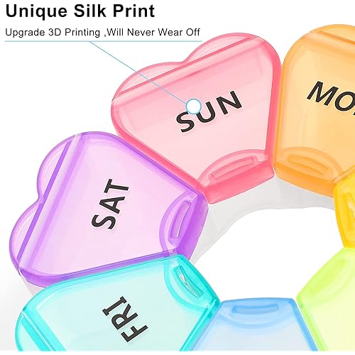 Cute Weekly Pill Organizer,Large Pill Box 7 Day,Portable Pill Case for Travel,XL Daily Medicine Organizer for Vitamins,Fish Oils,Supplements
