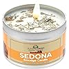 Sedona Smudge Candle for Cleansing Negative Energy Handmade in Sedona with Soy Wax, Essential Oils, Real Sage, Cedar, Sweetgrass Smokeless Alternative to Sage Smudge Sticks, Incense and Bundles