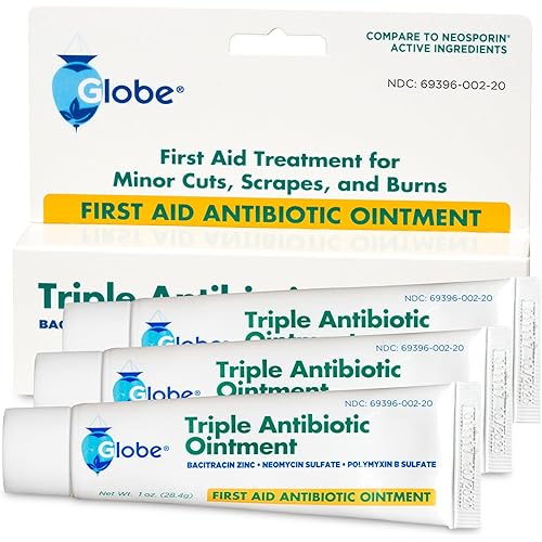 3 Pack Globe 1oz Triple Antibiotic Ointment, First Aid Ointment for Minor Scratches and Wounds and Prevents Infection, Compare to The Active Ingredients of Leading Brand