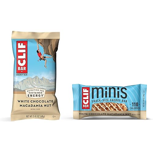 CLIF BARS - White Chocolate Macadamia - 10 Full Size and 10 Mini Energy Bars - Made with Organic Oats - Plant Based - Vegetarian - Kosher 2.4oz and 0.99oz Protein Bars, 20 Count