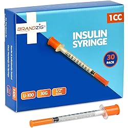 Brandzig Ultra-Fine Insulin Syringes 30G 1cc 12" 30-Pack