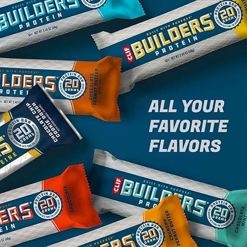 CLIF BAR - BUILDERS Protein Bar Variety Pack, 20 Grams of Protein, Helps Build & Repair Muscles, Replenishes Energy, Zero Trans Fat, Gluten-Free, Non-GMO 2.4 oz Per Bar, 2 of Each Flavor, 14 Count