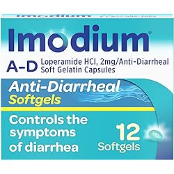 Imodium A-D Anti-Diarrheal Medicine Softgels, 2 mg Loperamide Hydrochloride, 12 ct