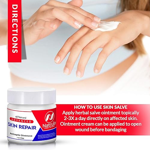 Natrulo Skin Healing Cream | Natural All Purpose Antibacterial Antiseptic Ointment for Eczema, Itch Relief, Bites, Burns, Diaper Rash, Ringworm, Wound Care | Antifungal Repair Rescue Skincare Salve
