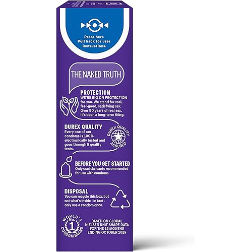 Durex Extra Sensitive Natural Latex Condoms, Ribbed and Dotted with Tingling Lubricant for Stimulating Experience, 12 Count