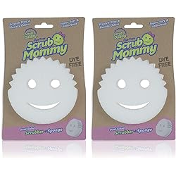 Scrub Daddy Dual-Sided Sponge and Scrubber- Scrub Mommy Dye Free - Scratch-Free Scrubber for Dishes and Home, Odor Resistant, Soft in Warm Water, Firm in Cold, Dishwasher Safe, 1ct Pack of 2