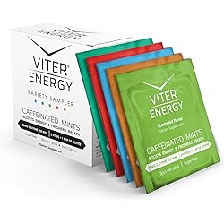 Viter Energy Caffeinated Mints 40mg Caffeine, B Vitamins, Sugar Free. Variety, 3pcs, 5 Pack