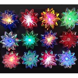 Light Up Glowing Gift Bows, 6 Iridescent LED Ribbon Bow for Gift Packaging and Decorations- Fiber-Optic LED Glowing Gift Ribbon Flower Bows with LED Lights, Flashing and Color Changing, Self Adhesive