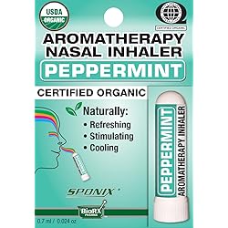 Nasal Inhaler Aromatherapy Peppermint Made with Organic Essential Oils 0.7 mL by Sponix