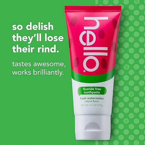 Hello Watermelon Kids Toothpaste, Fluoride Free Kid Toothpaste, Safe to Swallow Toddler Toothpaste and Baby Toothpaste, No Artificial Sweeteners, No SLS, Gluten Free, Pack of 3, 4.2 OZ Tubes