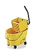 Rubbermaid Commercial WaveBrake 2.0® 26 QT Side-Press Mop Bucket and Wringer, Yellow FG748000YEL
