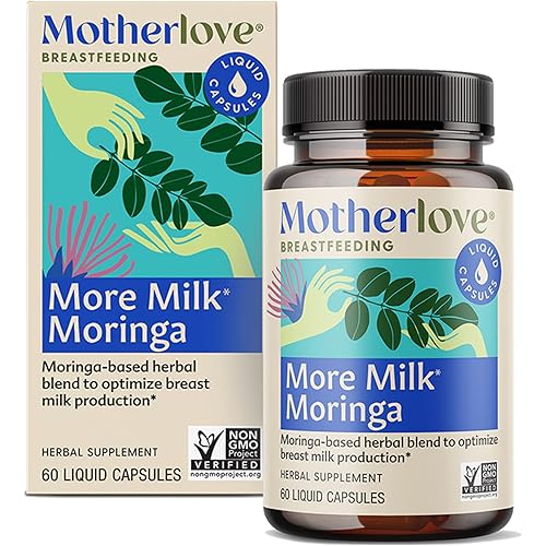 Motherlove More Milk Moringa 60 Liquid caps Moringa-Based Lactation Supplement to Optimize Breast Milk Supply—Non-GMO, Organic Herbs, Vegan, Kosher, Soy-Free