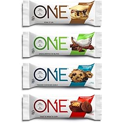 ONE Protein Bars, Chocolate Lovers Variety Pack, Gluten Free 20g Protein and Only 1g Sugar, S'Mores, Chocolate Chip Cookie Dough, Peanut Butter Cup & Almond Bliss, 2.12 oz 12 Pack