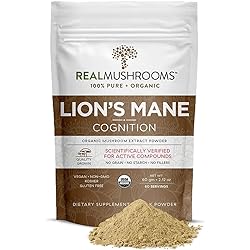 Organic Lions Mane Mushroom Powder Supplement - Improve Cognitive and Immune Support - Gluten Free Powder Extract