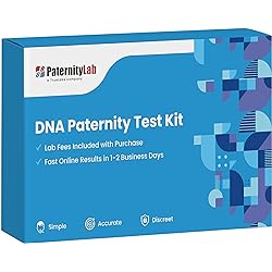 PaternityLab DNA Paternity Test Kit- Lab Fees & Shipping Included - Results in 1-2 Business Days - at Home Collection Kit for 1 Child 1 Alleged Father