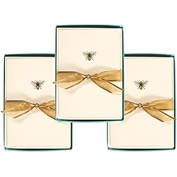 Graphique Bee La Petite Presse Boxed Notecards – 3.25” x 4.75” – Set of Three with 10 cards in Each Set – Embellished in Gold Foil, Blank Cards with Matching Envelopes and Storage Box