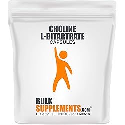 BulkSupplements.com Choline L-Bitartrate Capsules - Cognitive Support Supplements - Choline Pills - Liver Focus Supplement - Choline Bitartrate Capsules 300 Gelatin Capsules - 300 Servings