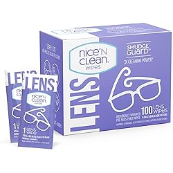 Nice 'n Clean SmudgeGuard Lens Cleaning Wipes 100 Total Wipes | Pre-Moistened Individually Wrapped Wipes | Non-Scratching & Non-Streaking | Safe for Eyeglasses, Goggles, Camera Lens