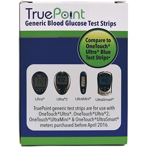 True Point Generic Test Strips 50 Count for Use with One Touch Ultra, Ultra2, Ultra Mini and UltraSmart Meters Meter NOT Included, Test Strips ONLY