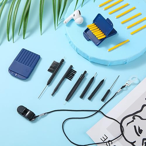 Hearing Aid Cleaning Kit, 16 Hearing Aid Ear Wax Guard, 7 Hearing Aid Amplifier Cleaning Tools Set with Wax Loop and Magnet, 16 Replacements for Open 8mm Dome and 2 Hearing Aid Clip Holders