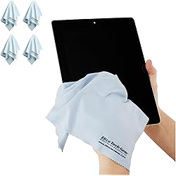 Elite Tech Gear - 4-Pack Blue Oversized 12" x 12" Microfiber Cloths, The Most Amazing Microfiber Cleaning Cloths - Perfect for Cleaning All Electronic Device Screens, Eyeglasses & Delicate Surfaces