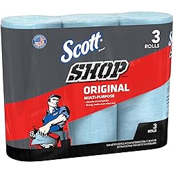 Scott 75143 Scott Shop Towels, Blue 3 Rolls, 55 TowelsRoll, 165 Towels Total