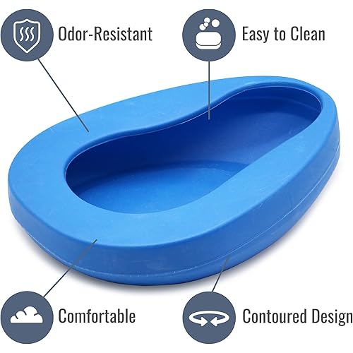 DMI Bedpan for Bariatric Adults with No Spill or Splash Design, FSAHSA Eligible, Blue