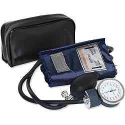 MABIS Aneroid Sphygmomanometer Manual Blood Pressure Monitor with Calibrated Nylon Cuff, Adult Size, Blue