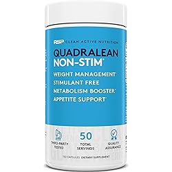 RSP Nutrition QuadraLean - Stimulant Free Weight Management, Metabolism Booster, Energy & Appetite Support - CLA, L-Carnitine, Green Tea Extract, Non-Stim Formula, 50 Serv Packaging May Vary