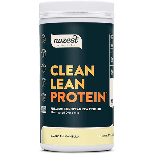 Smooth Vanilla Clean Lean Protein by Nuzest - Premium Vegan Protein Powder, Plant Based Protein Powder, Dairy Free, Gluten Free, GMO Free, Naturally Sweetened, 40 Servings, 2.2 lb