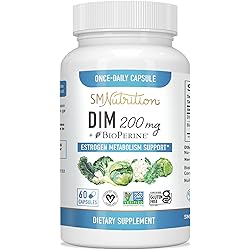 DIM Supplement 200mg - DIM Diindolylmethane Plus BioPerine 60-Day Supply of DIM for Estrogen Balance, Hormone Menopause Relief, Acne Treatment, PCOS, Bodybuilding
