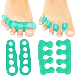ViveSole Toe Stretchers Separators 4 Pieces - Gel Therapeutic Spa Spacer Spreaders for Bunions, Overlapping Hammer Toe, Yoga, Plantar Fasciitis, Nail Polish, Correct Metatarsal Pain, Cushion