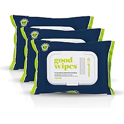 Goodwipes Flushable & Plant-Based Wipes with Botanicals | Dispenser for At-Home Use | Cedar with Aloe Septic and Sewer Safe | 180 count 3 packs - Biggest Adult Wipes