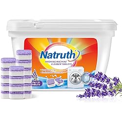 NATRUTH Washing Machine Cleaner Effervescent Tablets With Lavender（15 Packs）, Solid Washer Deep Cleaning Tablet, Triple Decontamination Remover with Natural Formula, for Front and Top Load Washers