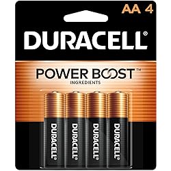 Duracell Coppertop AA Batteries with Power Boost Ingredients, 4 Count Pack Double A Battery with Long-lasting Power, Alkaline AA Battery for Household and Office Devices