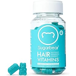 Sugarbear Vegan Hair Gummy Vitamins with Biotin, Vitamin C, Vitamin B-12, Zinc for Hair Skin & Nails 75 Count