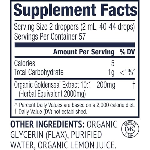 Vimergy USDA Organic Goldenseal Extract – Immunity Booster – Alcohol Free Goldenseal Tincture - Gluten-Free, Non-GMO, Kosher, Corn-Free, Soy-Free, Vegan & Paleo 115 ml