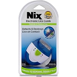 Nix Electronic Lice Comb Instantly Kills Lice & Eggs and Removes From Hair, WhiteBlue, 1 Count Pack of 1
