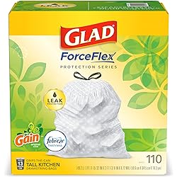 Glad Protection Series Force Flex Drawstring Gain Original Odor Shield 13 Gallon 1110ct