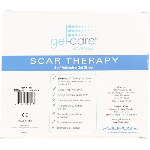 Silipos Gel-Care Advanced 610 Self-Adhesive Sheet - 5 x 6 in. Silicone Free, Hypoallergenic Scar Treatment Strip