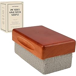 Pumice Sweater Stone with Wooden Handle for Sweater Care - Lint Remover Stone Keeps Your Fabrics Looking Fresh Longer - Sweater Brick for Sweater Pilling Removal - Pill Remover for Clothes