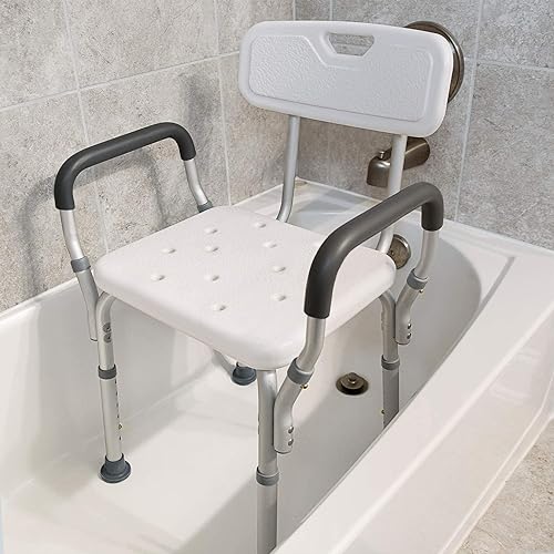 Vaunn Medical Bathtub Safety Rail Grab Bar, Shower Chair with Arms and Foot Step Stool Bundle