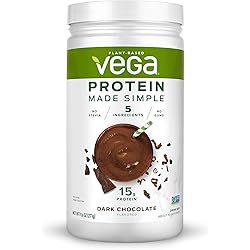 Vega Protein Made Simple, Dark Chocolate, Stevia Free Vegan Plant Based Protein Powder, Healthy, Gluten Free, Pea Protein for Women and Men, 9.6 Ounces 10 Servings